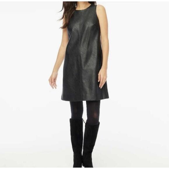 J.crew dress 14 black faux leather shift mini fall witchy goth vampire halloween - Picture 7 of 7